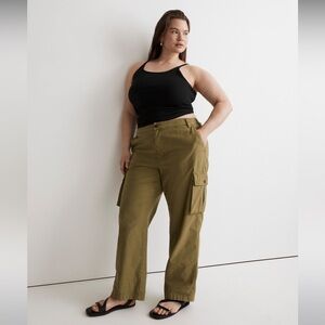 NWT Madewell Plus Garment-Dyed Low-Slung Straight Cargo Pants - Size 18W - Green